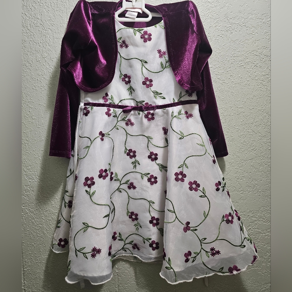 Girls floral dress with velvet coat